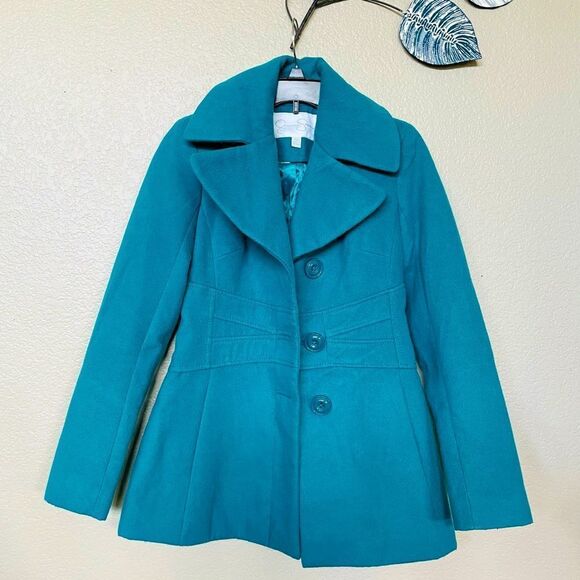 Jessica Simpson Turquoise Blue Winter Pea Coat XS - Picture 1 of 4